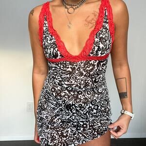 Mesh babydoll mini dress black